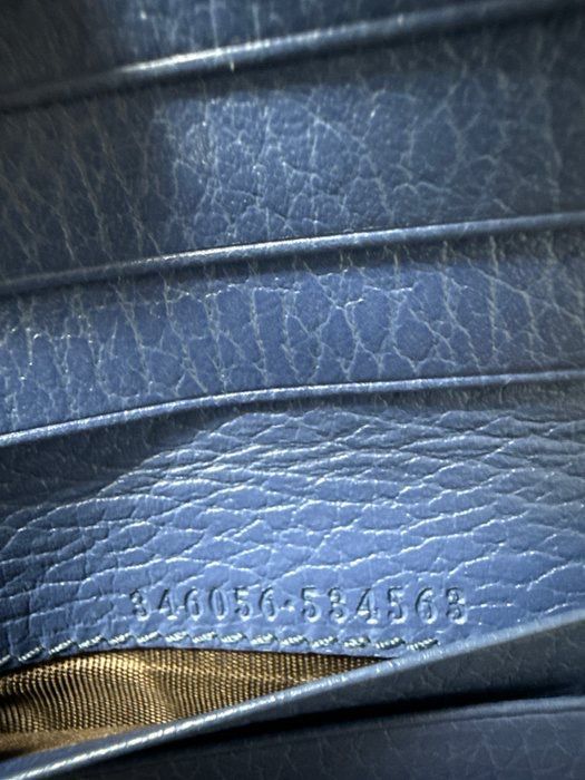 Gucci GG Canvas Compact Wallet Beige &amp; Blue With Box