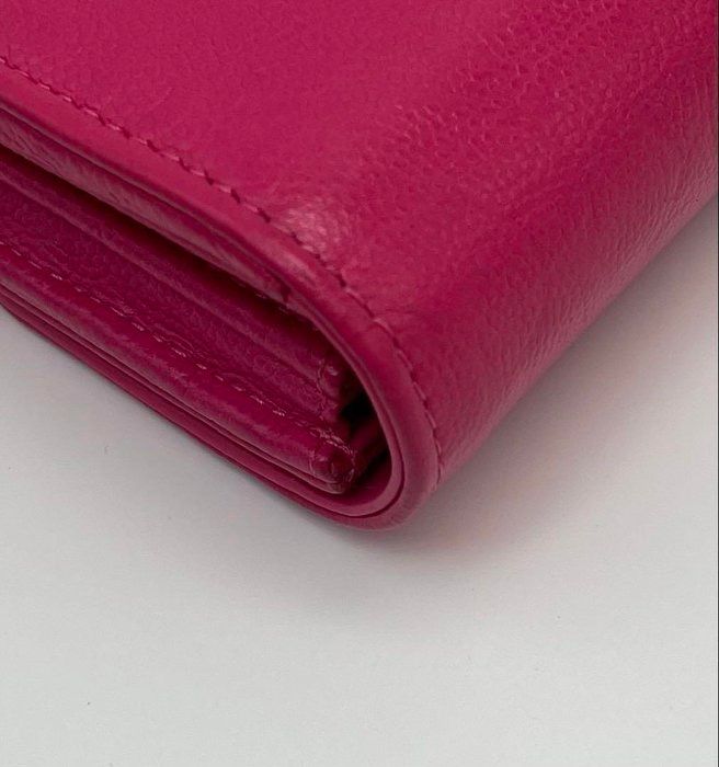 CHANEL Camellia Long Wallet Pink Lambskin with Box &amp; Card