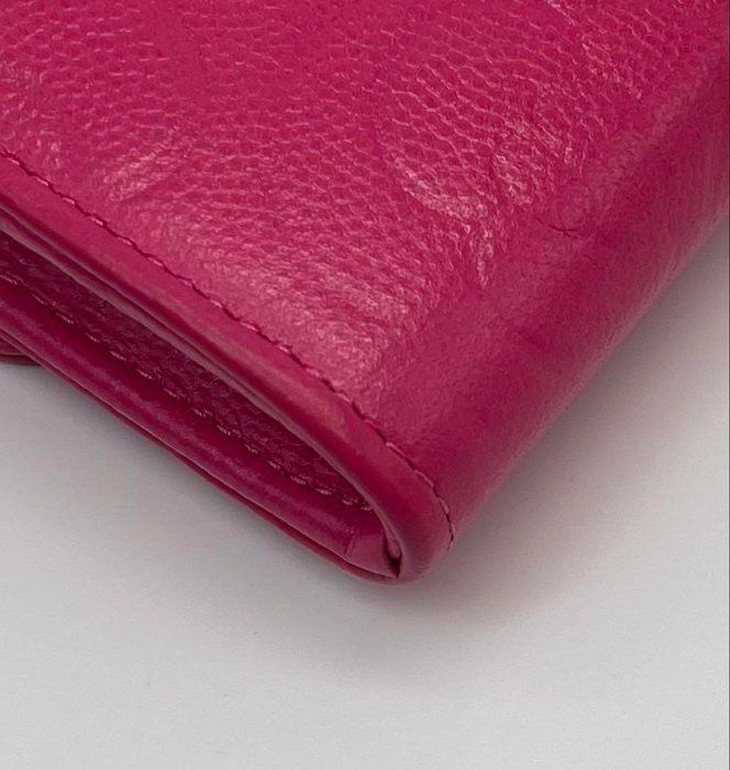 CHANEL Camellia Long Wallet Pink Lambskin with Box &amp; Card