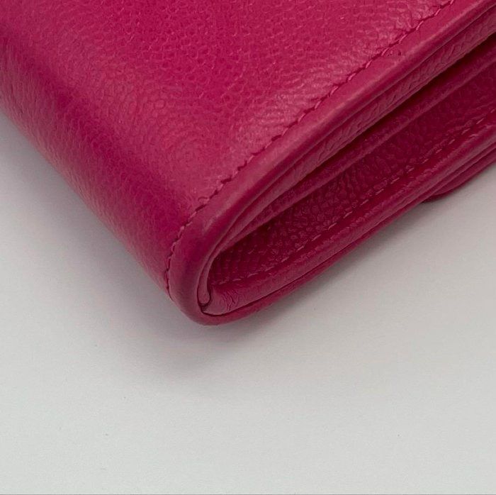 CHANEL Camellia Long Wallet Pink Lambskin with Box &amp; Card