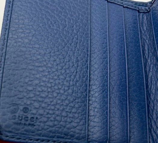 Gucci GG Canvas Compact Wallet Beige &amp; Blue With Box