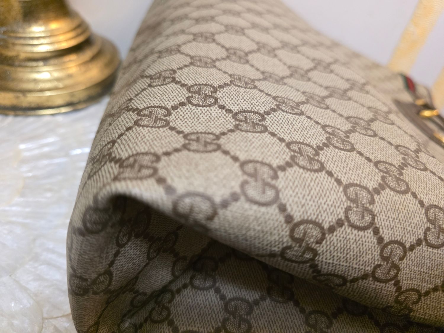 Gucci Sherry Line supreme web  tote  bag beige  canvas