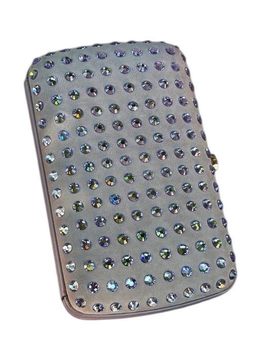 Gucci Interlocking Buckle Suede &amp; Crystal Clutch – Light Purple