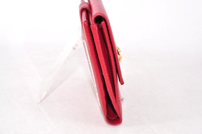 Salvatore Ferragamo Leather &amp; Metal Compact Wallet – Gold &amp; Red