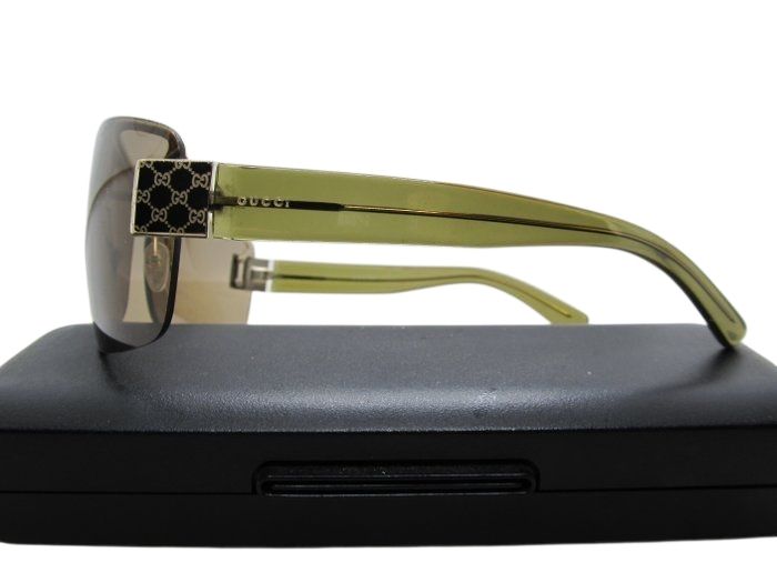 Gucci GG 1800/S Half-Rim Wrap Sunglasses – Green/Gold