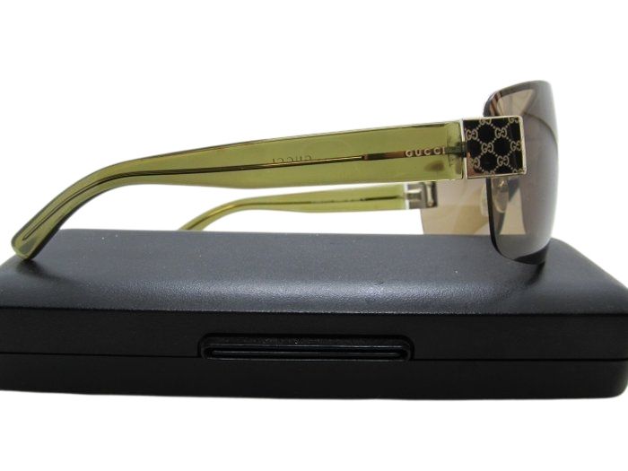 Gucci GG 1800/S Half-Rim Wrap Sunglasses – Green/Gold