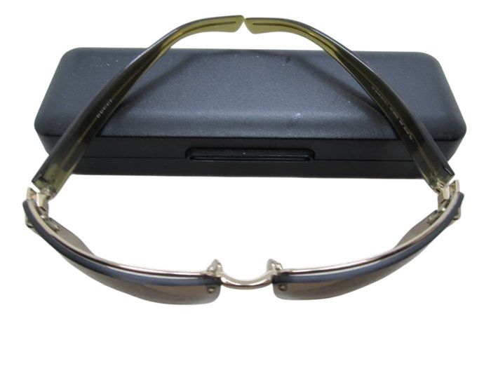 Gucci GG 1800/S Half-Rim Wrap Sunglasses – Green/Gold