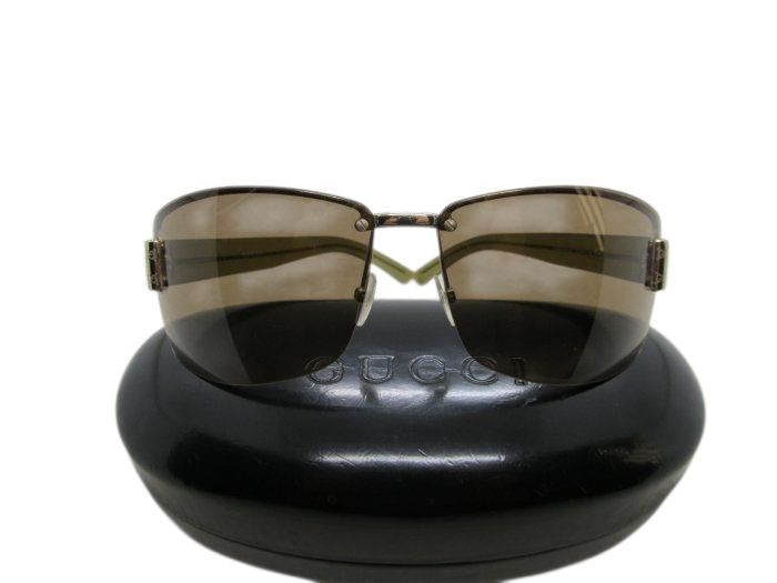 Gucci GG 1800/S Half-Rim Wrap Sunglasses – Green/Gold