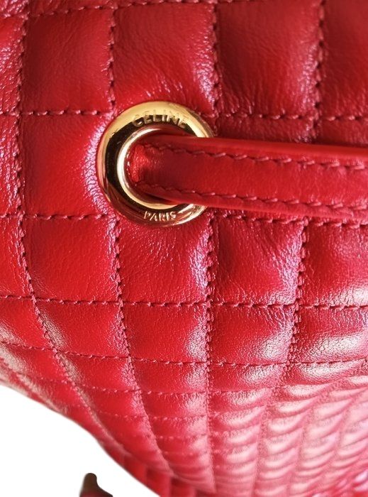 Céline Paris Deep Red Leather Backpack