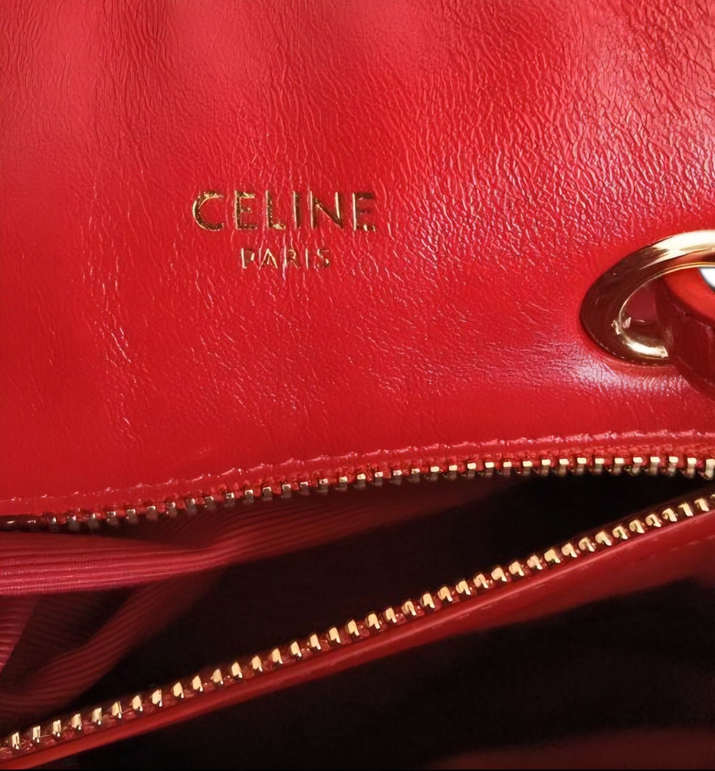 Céline Paris Deep Red Leather Backpack