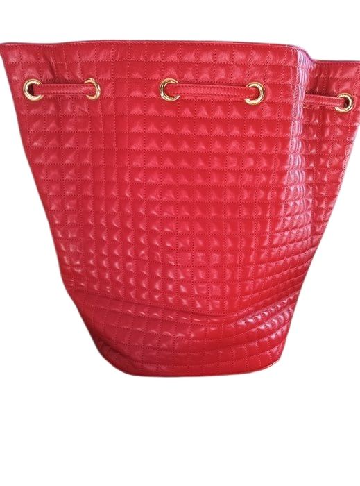 Céline Paris Deep Red Leather Backpack