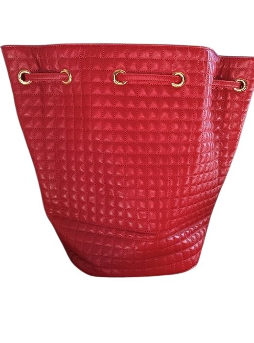 Céline Paris Deep Red Leather Backpack