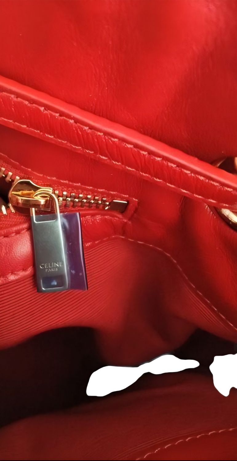 Céline Paris Deep Red Leather Backpack