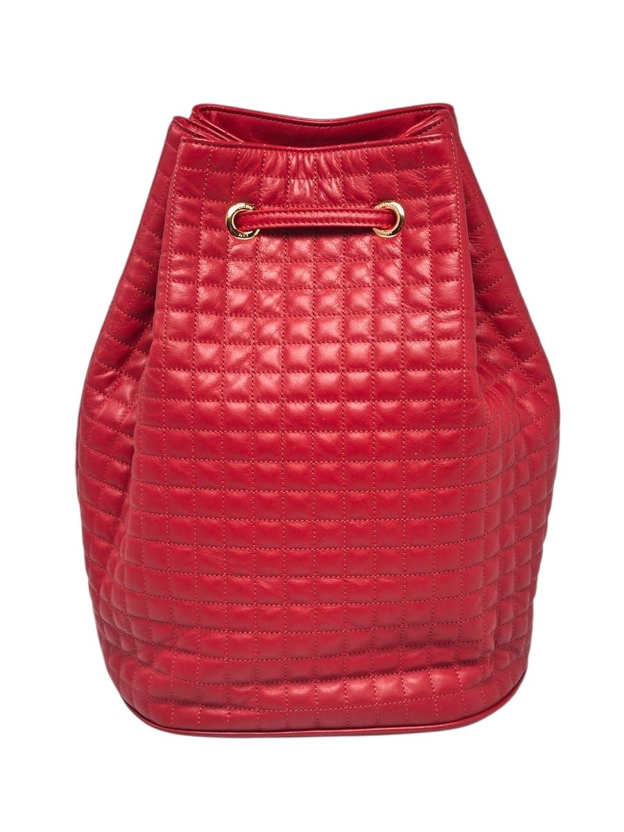 Céline Paris Deep Red Leather Backpack