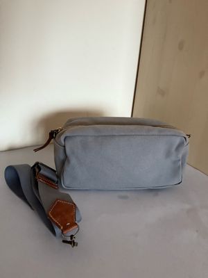 Miu Miu Canvas &amp; Leather Mini Crossbody Bag – Light Grey/Brown