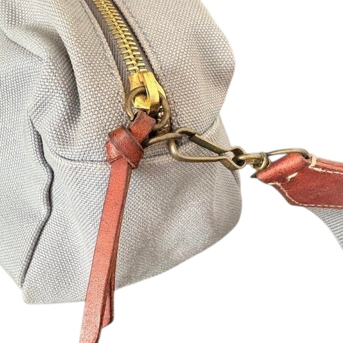 Miu Miu Canvas & Leather Mini Crossbody Bag – Light Grey/Brown Miu Miu Canvas & Leather Mini Crossbody Bag – Light Grey/Brown