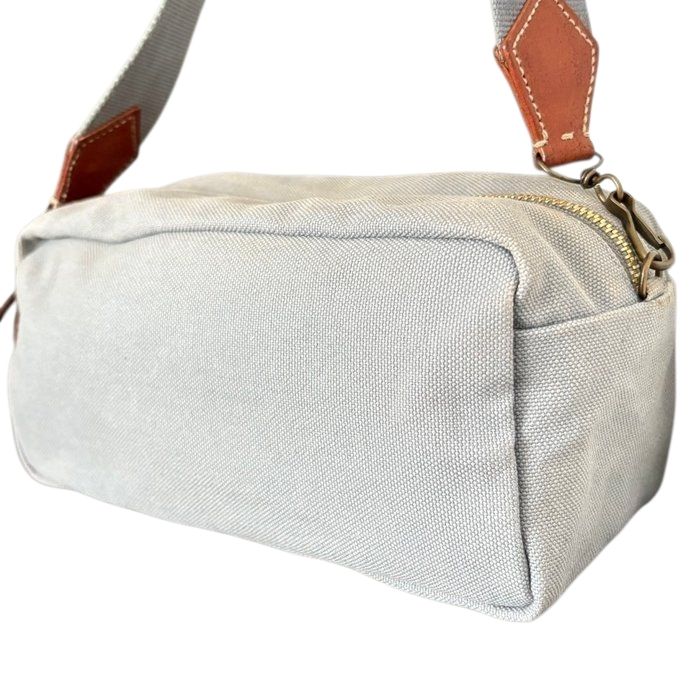 Miu Miu Canvas & Leather Mini Crossbody Bag – Light Grey/Brown Miu Miu Canvas & Leather Mini Crossbody Bag – Light Grey/Brown