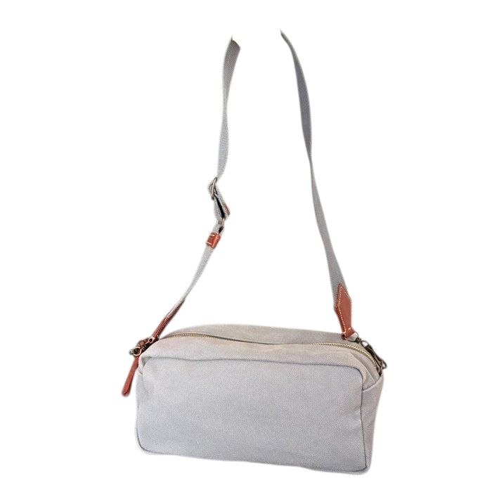 Miu Miu Canvas & Leather Mini Crossbody Bag – Light Grey/Brown Miu Miu Canvas & Leather Mini Crossbody Bag – Light Grey/Brown