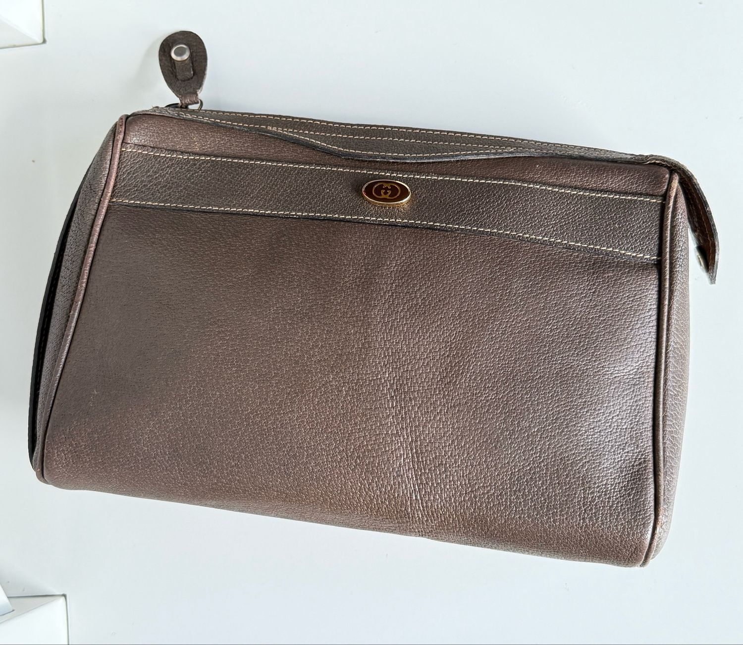 Gucci Vintage  Leather, accessories Bag – Khaki/Brown