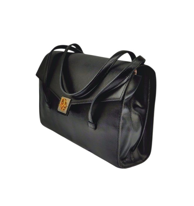 Christian Dior Interlocking Handbag – Black – Leather & Gold Hardware Christian Dior Interlocking Handbag – Black – Leather & Gold Hardware