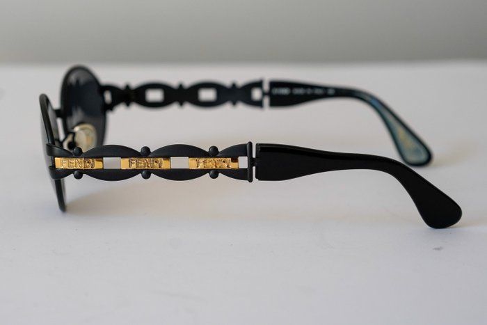 Vintage Fendi Sunglasses – Black &amp; Gold – Excellent Condition