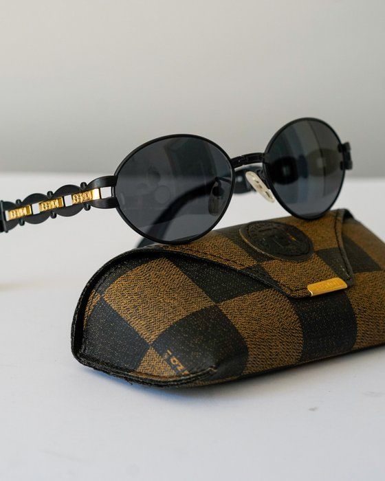 Vintage Fendi Sunglasses – Black &amp; Gold – Excellent Condition