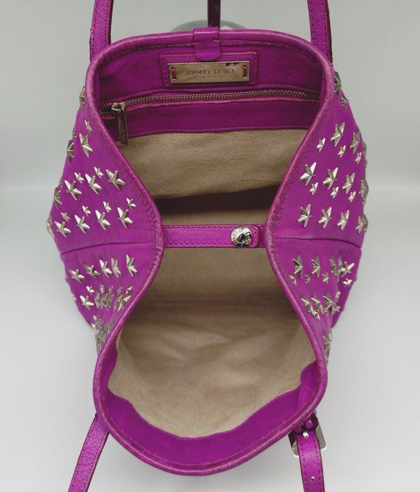 Jimmy Choo Sasha Star-Studded Tote Bag – Pink – Medium