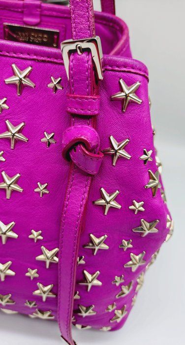 Jimmy Choo Sasha Star-Studded Tote Bag – Pink – Medium