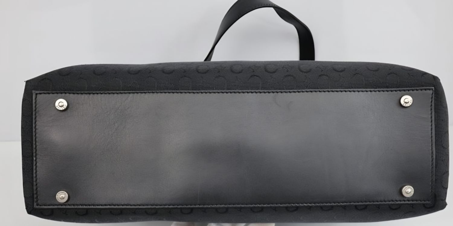 Céline work Tote Bag – Black Canvas &amp; Leather