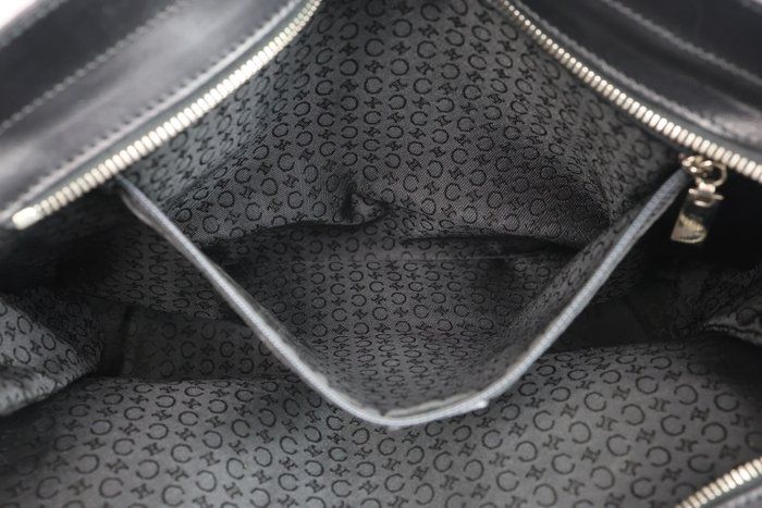 Céline work Tote Bag – Black Canvas &amp; Leather