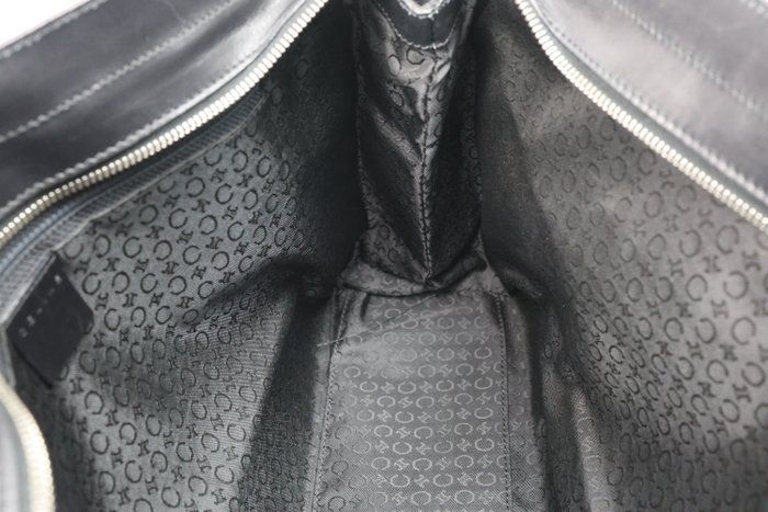 Céline work Tote Bag – Black Canvas &amp; Leather