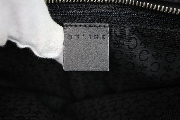 Céline work Tote Bag – Black Canvas &amp; Leather