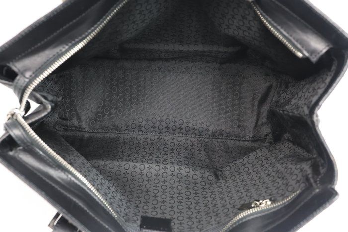 Céline work Tote Bag – Black Canvas &amp; Leather