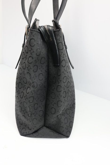 Céline work Tote Bag – Black Canvas &amp; Leather