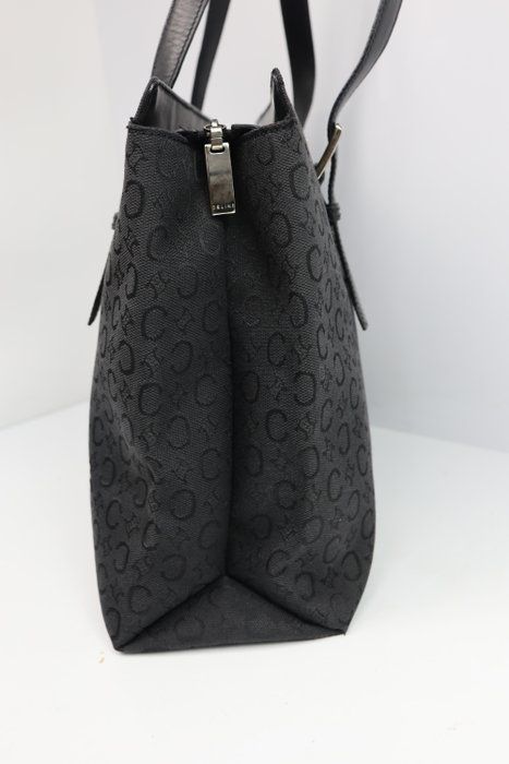 Céline work Tote Bag – Black Canvas &amp; Leather