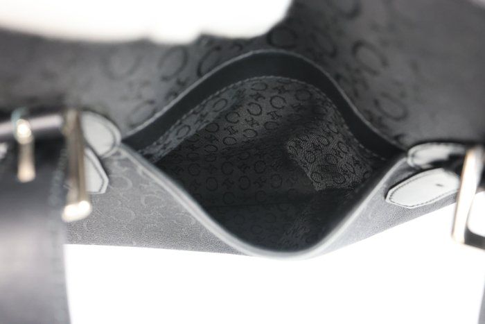 Céline work Tote Bag – Black Canvas &amp; Leather