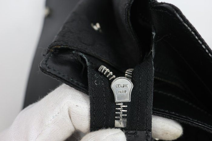 Céline work Tote Bag – Black Canvas &amp; Leather