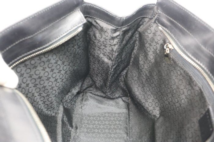 Céline work Tote Bag – Black Canvas &amp; Leather
