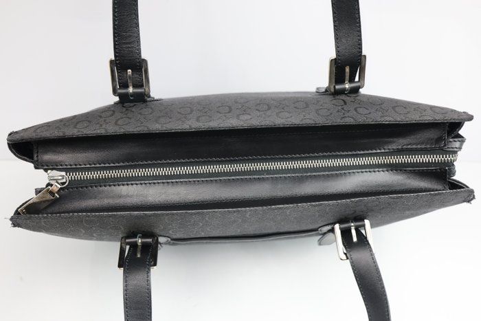 Céline work Tote Bag – Black Canvas &amp; Leather