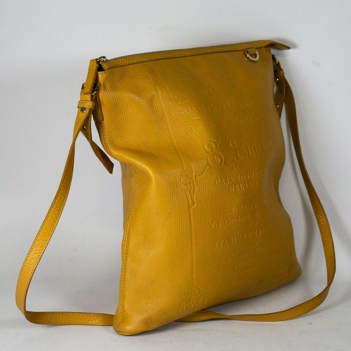 Bvlgari embossed slogan leather bag