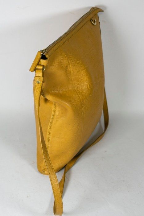 Bvlgari embossed slogan leather bag