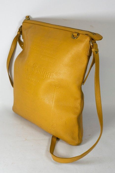 Bvlgari embossed slogan leather bag