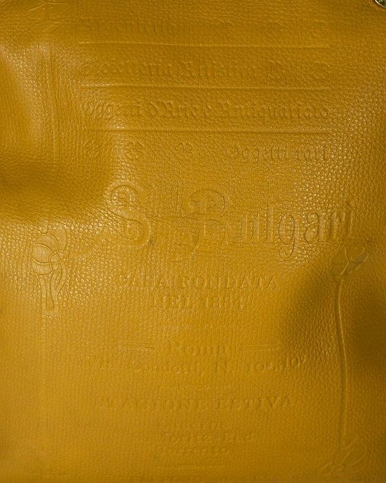 Bvlgari embossed slogan leather bag