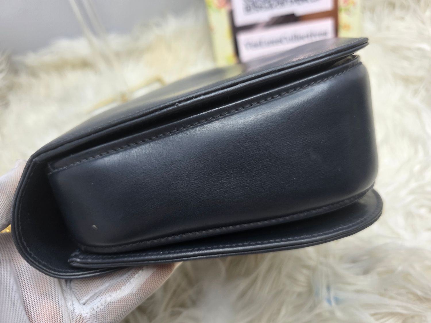 Gucci 1947 Leather top handle Bamboo Handbag Black