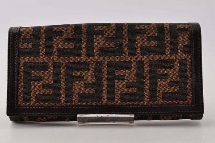 Fendi Brown Canvas and Leather long  Wallet