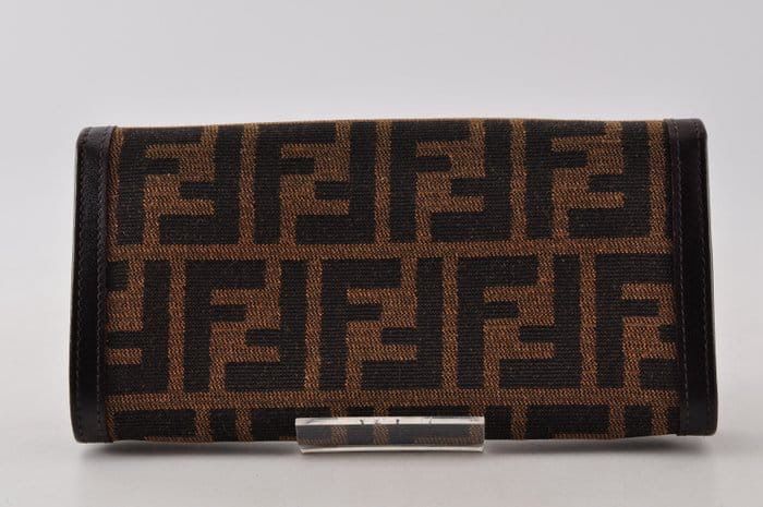 Fendi Brown Canvas and Leather long  Wallet