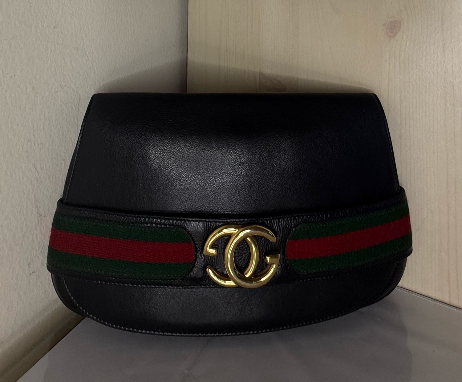 Gucci Interlock Logo Web Stripe Clutch Black