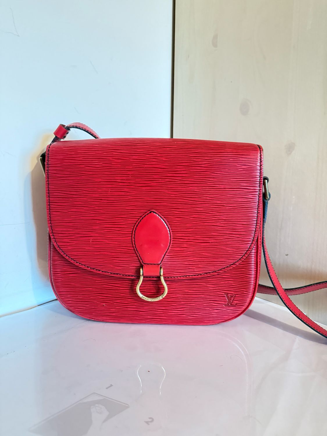 Louis Vuitton red Saint-Cloud Epi leather crossbody bag 