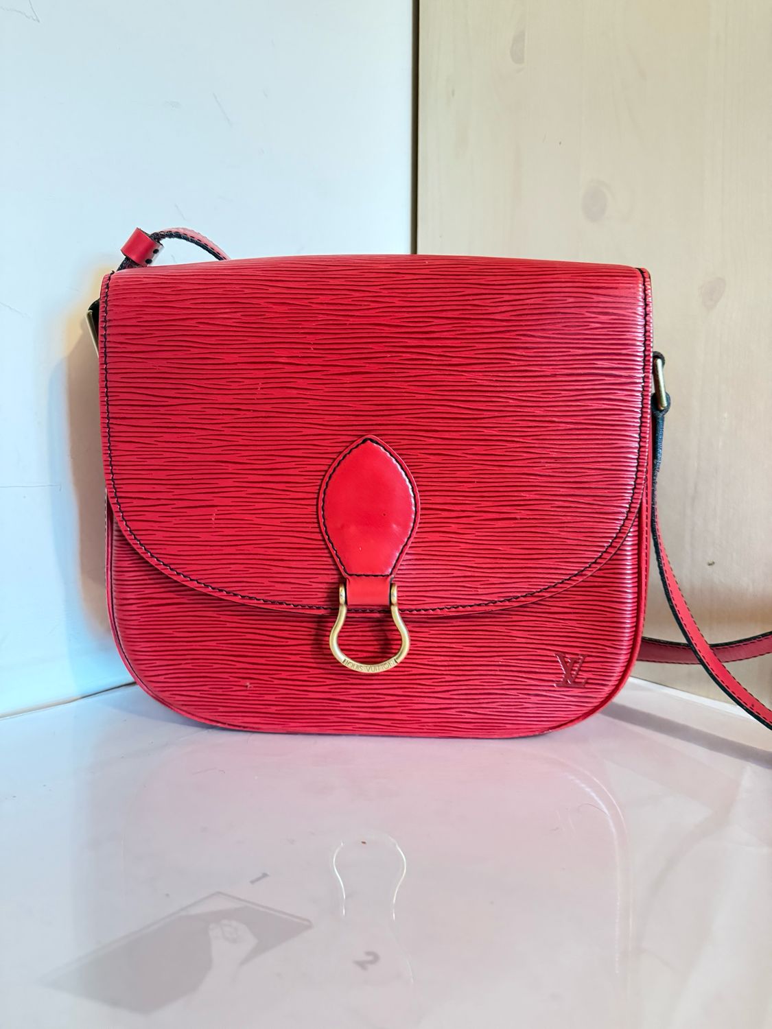 Louis Vuitton red Saint-Cloud Epi leather crossbody bag 
