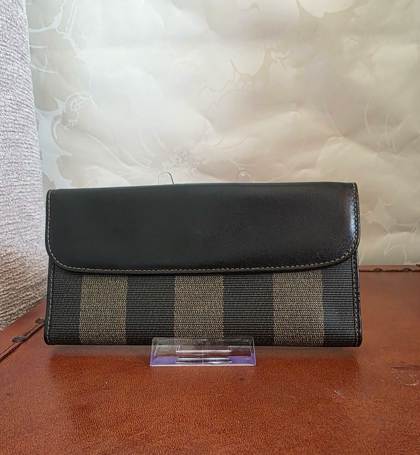 Fendi Brown Canvas and Leather long  Wallet
